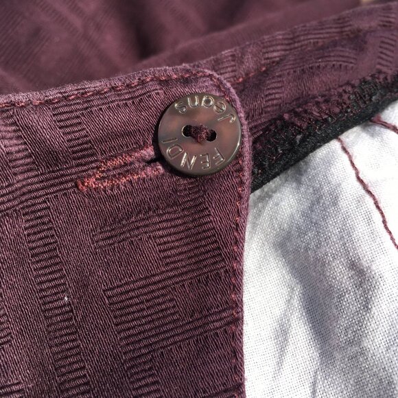 FENDI Zucca Logo Trousers Pants Purple Denim Vintage Cotton Straight Size 28 - Picture 8 of 10